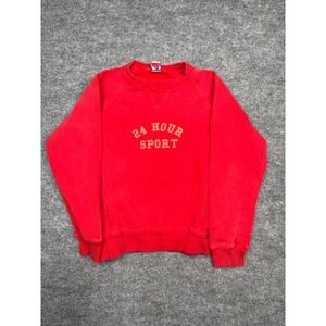Vintage 24 Hour Fitness Sport Crewneck Sweatshirt Red Raglan V-Stitch Medium